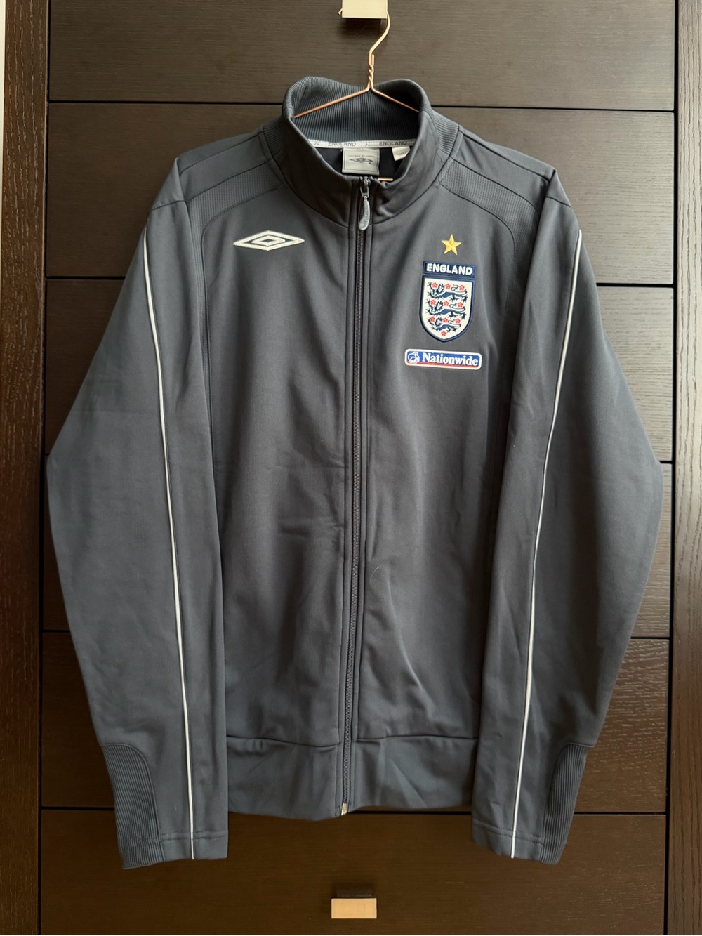 Vintage Umbro Dark Gray England Zip-Front Track Jacket with Crest